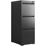 OPTYMIRA Metal File Cabinet with 3 Drawer Heavy Duty Locking File Cabinets Home Office Steel Black Filing Cabinet with Lock Vertical File Cabinets for Legal/Letter Size File,Assembly Required