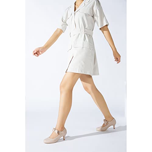 Women's Bowknot Mary Jane Low Kitten Heel Pumps Closed Toe Elastic Strap Dress Office Work Bridal Wedding Party Shoes3