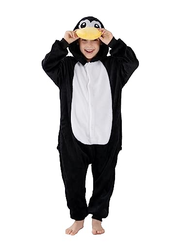 SCOPUCI Unisex Children Animal Onesie Pajamas Kids Flannel Halloween Cosplay Costume/Homewear/Sleepwear(Penguin 3-4 Years)