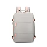 Mochila Executiva de Viagem Grande, Compacta Super Reforçada Mochila Para Notebook, Mala de Mão com USB Unissex Moderna PREMIUM Appari (Cinza com Rosa)