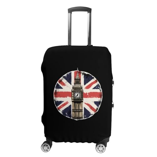 London Big Ben Union Jack Vintage UK Flag Luggage Cover Protector Printed Washable Anti-Scratch Travel Suitcase Covers L