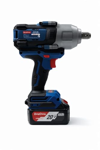 Image of DongCheng 20V Cordless Impact Wrench | Brushless Motor | 1288 N.M Max Torque | 1700 N.M Nut Busting Torque | (3 /4 inch) 19mm Square Drive | 2 X 5.0Ah Lithium-Ion Battery | 1 X Charger | Heavy Duty |
