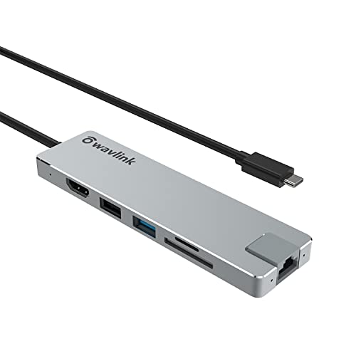 WAVLINK USB-Cハブ USB-Cミニドッキング 4K HDMI V1.4 USB C HUB ウルトラスリム 8ポートハブ 旅行用ポータブル アルミニ