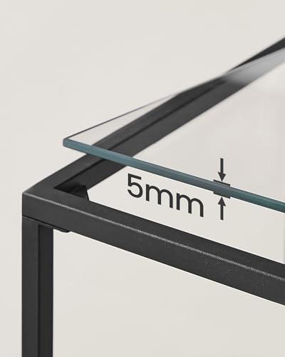 Image of VASAGLE 39.4 Inchs Console Sofa Table, Tempered Glass, 2 Shelves