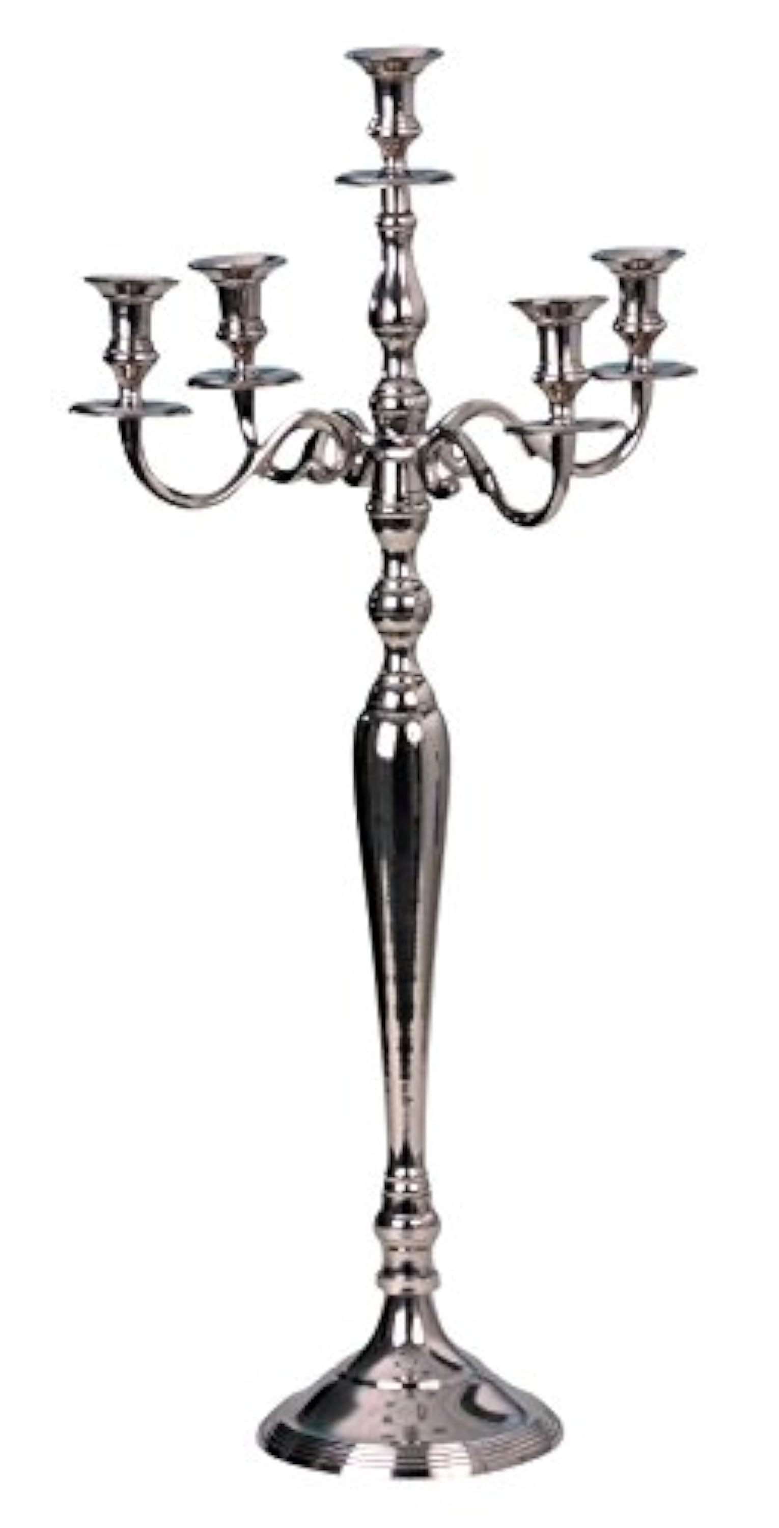 Candelabro de 5 Brazos Candeleros de Metal Plateado Altura 80 cm