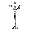 Kandelaar 5-armig kandelaar kandelaar van metaal buiten verzilverd hoogte 80 cm