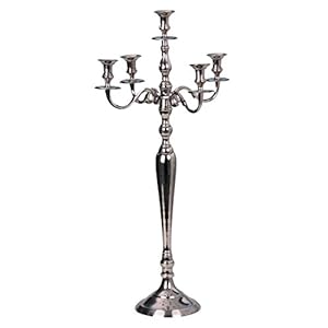 Kandelaar 5-armig kandelaar kandelaar van metaal buiten verzilverd hoogte 80 cm
