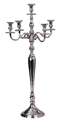 Candelabro de 5 Brazos Candeleros de Metal Plateado Altura 80 cm | Ya disponible en tu tienda friki favorita! En mundofriki.es!