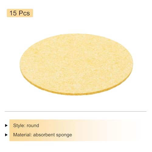 Image of MECCANIXITY 15PCS Soldering Sponge 50mm Round Deep Yellow Cleaning Pad Welding Tip Iron Replacement for Cleaning Soldering Iron 1mm Natural Thickness 6mm Water Absorption Thickness