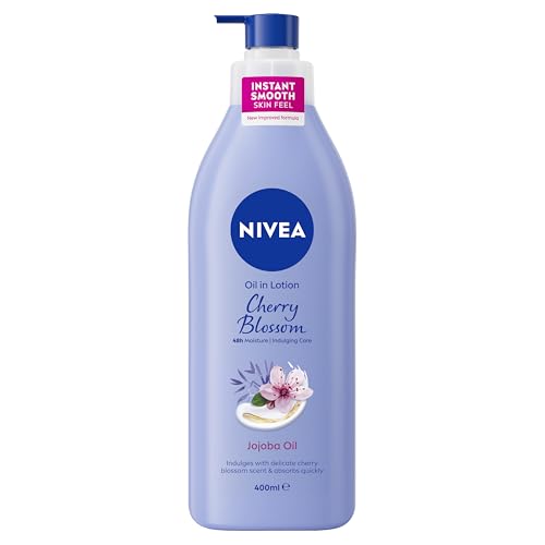 NIVEA Body Lotion - Cherry Blossom & Jojoba Oil Body Moisturizer Hand Cream Cherry Blossom Fragrance 400ml