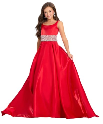 Girls Beaded Miss National Pageant Dresses Rhinestones Princess Kids Flower Girl Dress