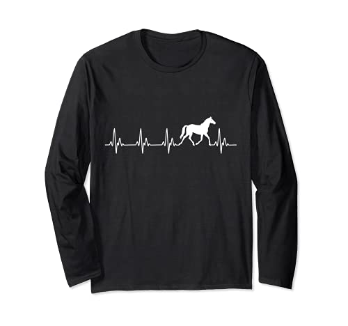 Linea EKG Love Horses Heartbeat Maglia a Manica