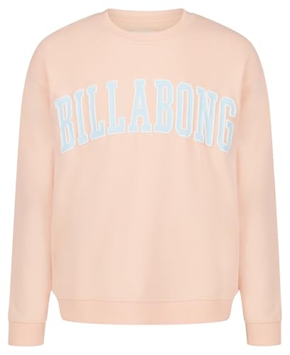 Billabong Girls' Long Sleeve Pullover Crewneck Sweatshirt, Soft French Terry Fleece, Relaxed Oversized Fit, Peach Forget, Large