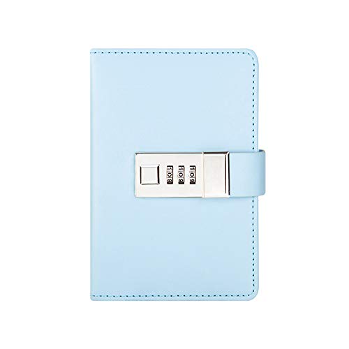 Carnet de notes bleu format A6 cuir PU petit journal intime avec serrure à code pas cher