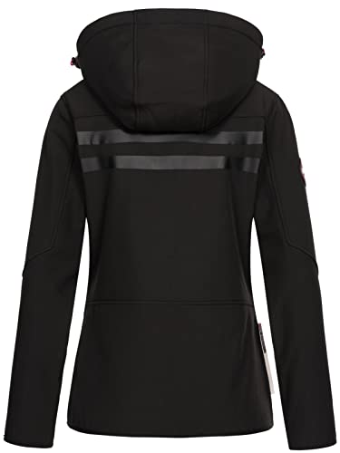 Geographical Norway Damska kurtka softshellowa, funkcyjna, outdoorowa, przeciwdeszczowa, sportowa, czarny/fluorescencyjny róż, M