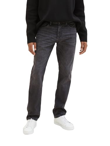 TOM TAILOR Herren Josh Regular Slim Jeans mit Stretch, 10250 - Used Dark Stone Black Denim, 34/32 – Ansicht 1