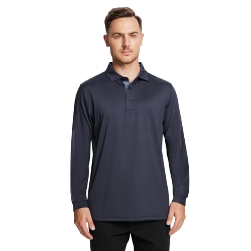 Image of Mens Polo Shirts Short and Long Sleeve Casual Solid Stylish Dry Fit Performance Designed Collared Golf Polo Shirts for Men