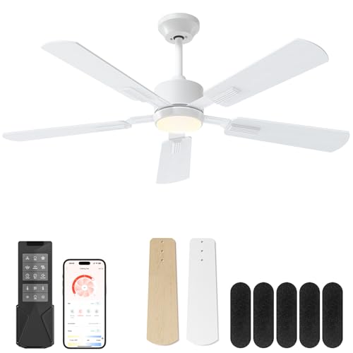 CubiCubi Ceiling Fans with Lights - 52 inch White Ceiling
