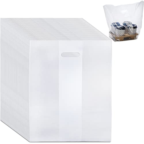 DEAYOU 100 PCS Large Handle Drinking Poly Bag, Clear Cup