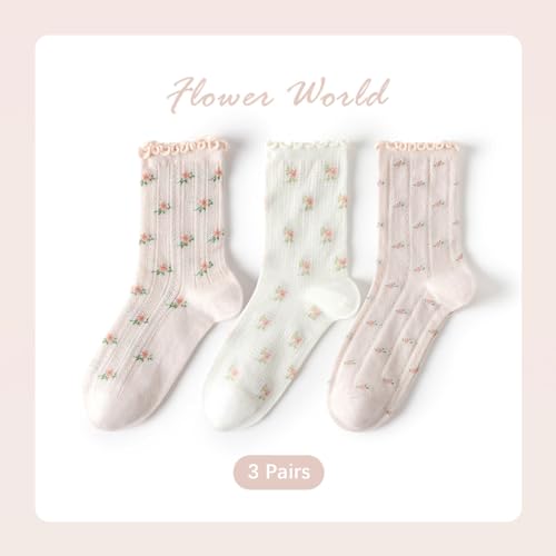 Women Ankle Socks,Sports Breathable Fashion Lace Flash stitching flowers Frilly Ankle Socks2