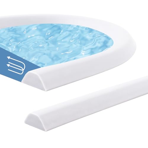 150 cm Borde Plato Ducha Autoadhesivo,Walk In Copete Encimera Cocina Sin Marco,Barrera Agua Ducha Para SeparacióN HúMeda Y Seca,Perfil Silicona Ducha Para Lavabo,Puerta De BañO,Cocina(Blanco)