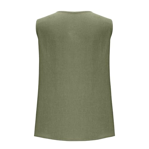 Womens Linen Vests Shirts Trendy Summer Casual Button Down Tank Tops Plain Lightweight V-Neck Sleeveless Shirt4