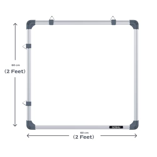 Image of GOSHU Magnetic White Board 2 feet x2 feet Dry Erase whiteboard Includes 10 Magnets, 1 Duster, 2 Marker and 1 30cm Scale (2x2 feet + Pack of 14 Items)
