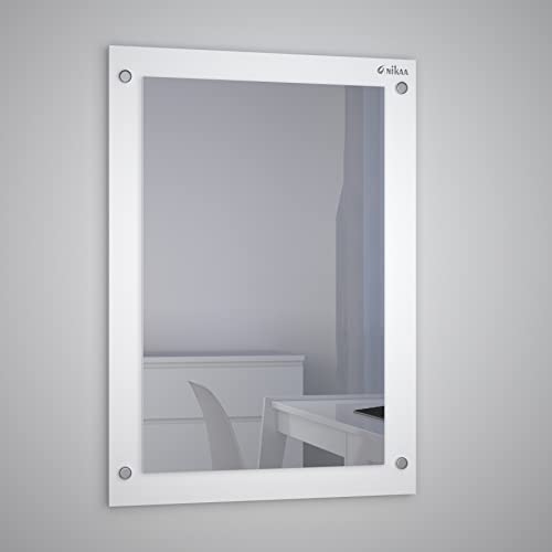 Image of Anikaa Oliva Engineered Wood Dressing Wall Mirrors /Wall Hanging Dressing Mirrors /Plain Decorative Wall Mirror /Dressing Table for Bed Room /Wall Mounted Dressing Mirror for Living Room (White)