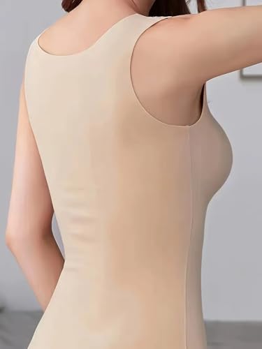 ELEG & STILANCE Thermal Tank Top Womens Fleece Lined Underwear Tops Undershirt for Women Cotton Cami Warm Base Layer Vest Scoop Neck (in, Alpha, S, Skin) - Image 3 thumbnail