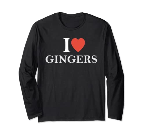 Funny i love gingers tee! heart redhead lover hair freckles maglia a manica