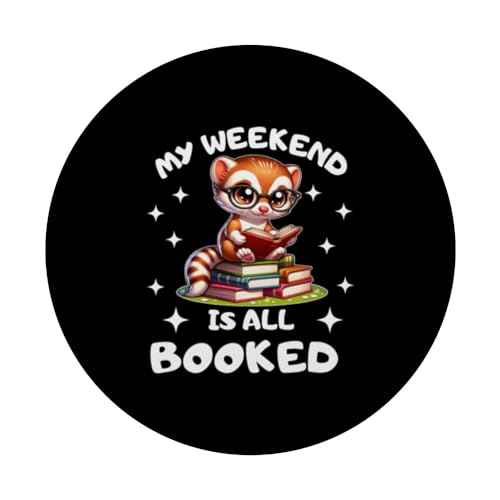 Book Lover japanese weasel Enthusiast My Weekend Is All PopSockets Swappable PopGrip, Black - Image 3