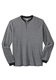KingSize Men's Big & Tall Waffle-Knit Thermal Henley Tee - 4XL, Black Marl