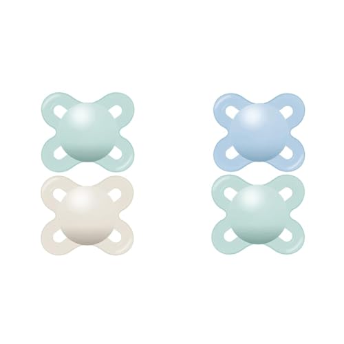 Image of MAM Original Start Matte Newborn Baby Pacifier Pack of 2, Boy Pack of 2, Sterilizer Case, Best for Breastfed Babies Unisex and Boy 0-3 Months