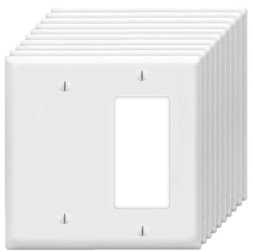 ZEFTV Decorator Rocker/Blank Wall Plates 2-Gang Switch Outlet Electrical Cover Plate Unbreakable Thermoplastic Faceplate for Light Receptacle Outlet Switch, White (10 Pack)