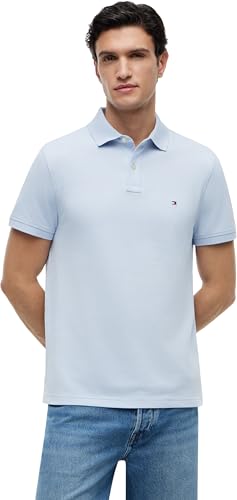Tommy Hilfiger Men’s Short Sleeve 1985 Regular Fit Polo Shirt, Blue (Breezy Blue), S