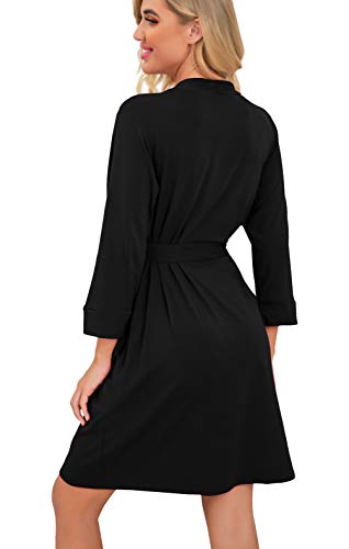 Image of PrinStory Womens Robe Lightweight Short Knit Bathrobe Soft Ladies Sleepwear with Pockets