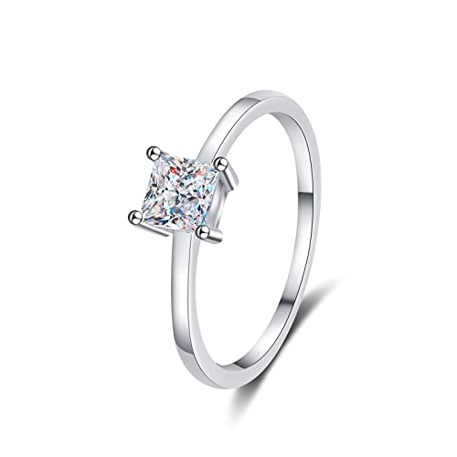 Bague moissanite carrée de mariage en argent 925 pour femme KnSam