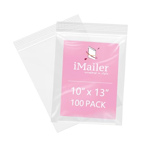 iMailer - 100 Pcs - 10" x 13" Clear Zip Bags - Reclosable Plastic Zip Poly Bags 2 Mil for Prints, Photos, Documents, Clothing, T-Shirt