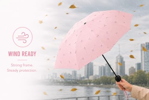 Image of Owme UV Umbrella for Women, Mini Folding Portable 2-Fold Umbrellas | Manually Open & Close for Rain and Sun Protection, Anti-Slip Handle | Windproof Umbrlla | Chata for Rain for Men -