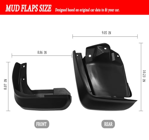 Image of Mud Flaps Mud Guards Fit for 2012-2015 Honda Civic (Large Version), Front & Rear Mud Splash Guards Accessories - 4 Pc, Black