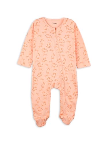 Image of Kidbea Organic Cotton Unisex Baby Romper Soft Breathable Full Sleeve Zipper Footed Bodysuit for Newborn & Infant Kids Sleepwear