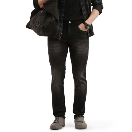 Image of WROGN Men's Cotton Blend Jeans | Solid | Slim Fit