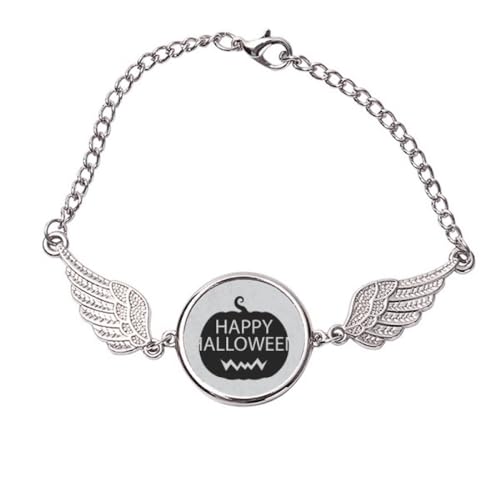 Bracelet citrouille Halloween et ailes d'ange cadeau métal M