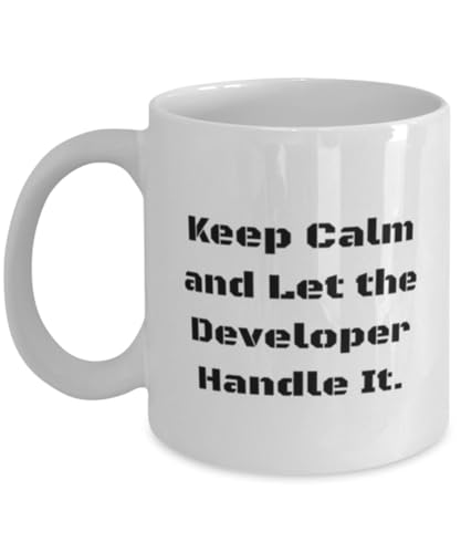 Brilliant Developer 11oz 15oz Mug, Keep Calm and Let the Developer Handle, Present For Men Women, Funny Gifts From Team Leader