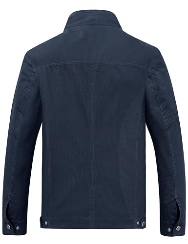 Image of wantdo Men's Cotton Lightweight Military Jacket Casual Windbreaker | Zipper and Snap Closure,Windproof,Stand Collar,Regular Fit,Versatile Outerwear,Spring Fall Daily Wear