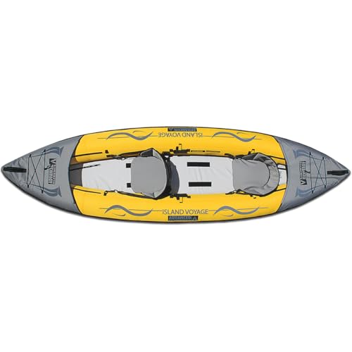 Image of Advanced Elements - Island Voyage 2 Inflatable Kayak - Recreational Convertible Kayak - for 1 or 2 Person - 11 ft - Yellow