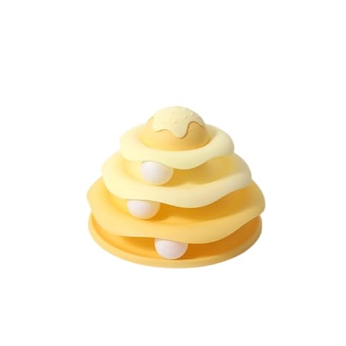 猫 おもちゃ 遊ぶ盤 猫タワー ボール ぐるぐるタワー 3層回転タワー ボール回転盤 ストレス発散 留守番対応 トラックボール 人気 知育玩具 猫ちゃん大興奮 ペット遊び道具 遊び好き天性満足 運動不足解消 (A,イエロー)