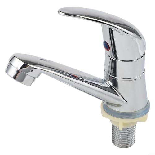 Grifo de lavabo de baño de un solo orificio, solo agua fría, acabado cromado, cuerpo de aleación de zinc, mezclador de fregadero de una sola manija para aseo, cuarto de servicio y lavamanos