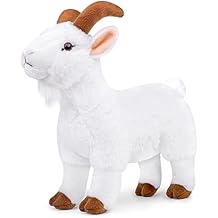 Goat Plush Toy - Lifelike 12 Soft White Goat Stuffed Animal, Unique Plushie Toy Model Doll Collection for Kids