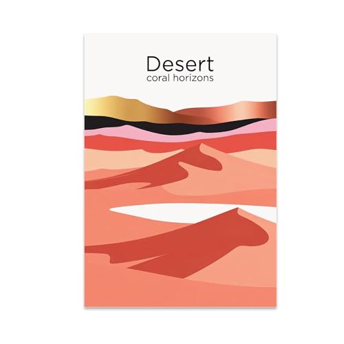 Desert Living Room Poster Print - Abstract Coral Horizons Art